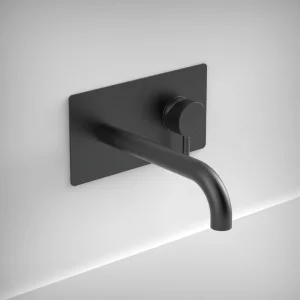 Ava Trend 2 Hole Wall Mounted Basin Mixer With Back Plate 3.0 - Brushed Black