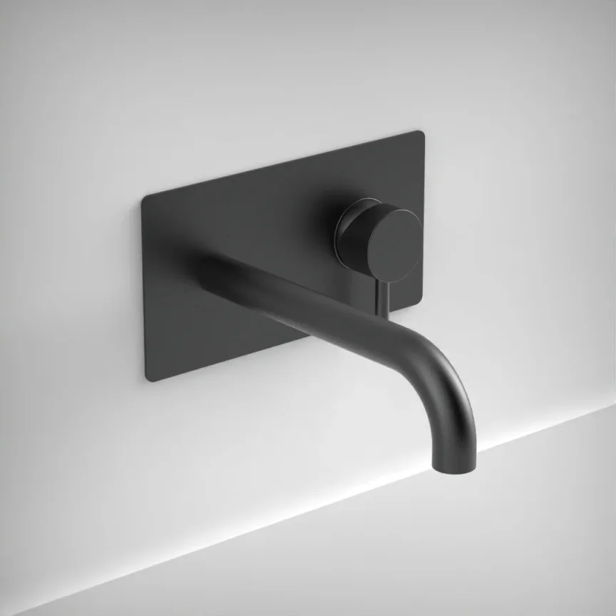 Ava Trend 2 Hole Wall Mounted Basin Mixer With Back Plate 3.0 - Brushed Black product image - Image 1