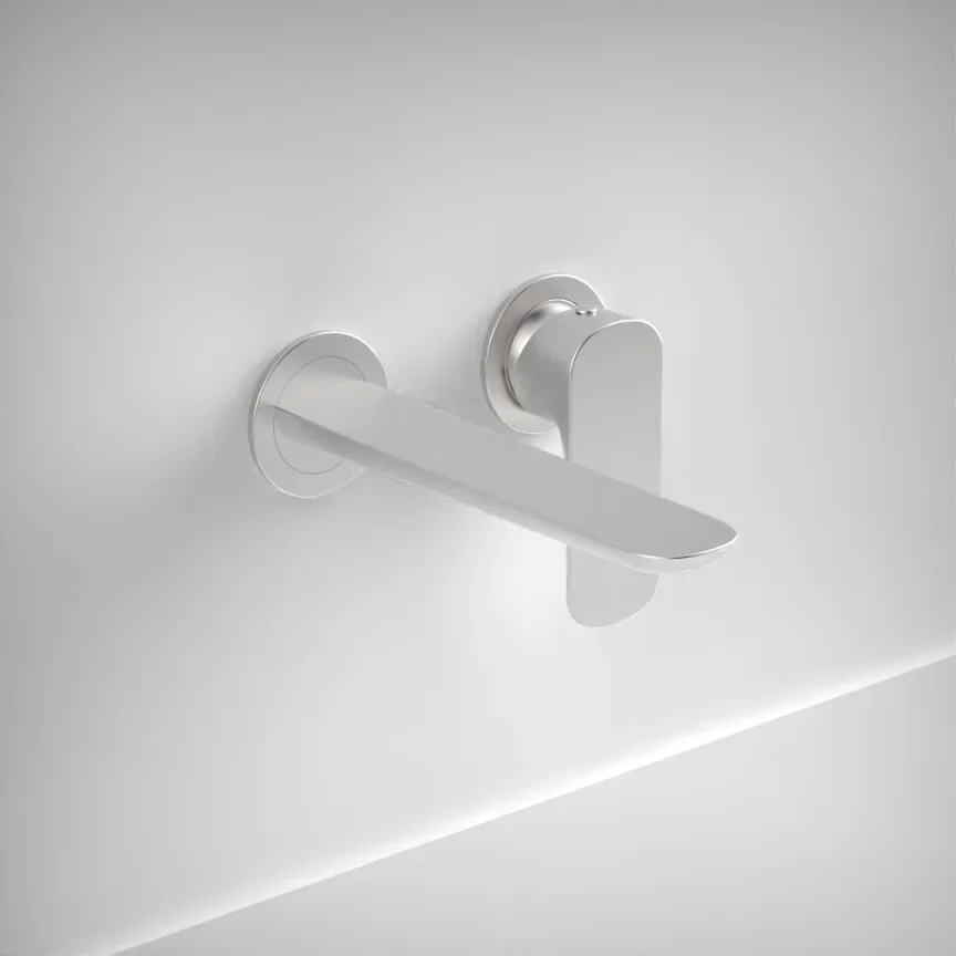 Ava Purity 2 Hole Wall Mounted Basin Mixer W/ Flanges 3.0 - Brushed Stainless Steel product image - Image 1