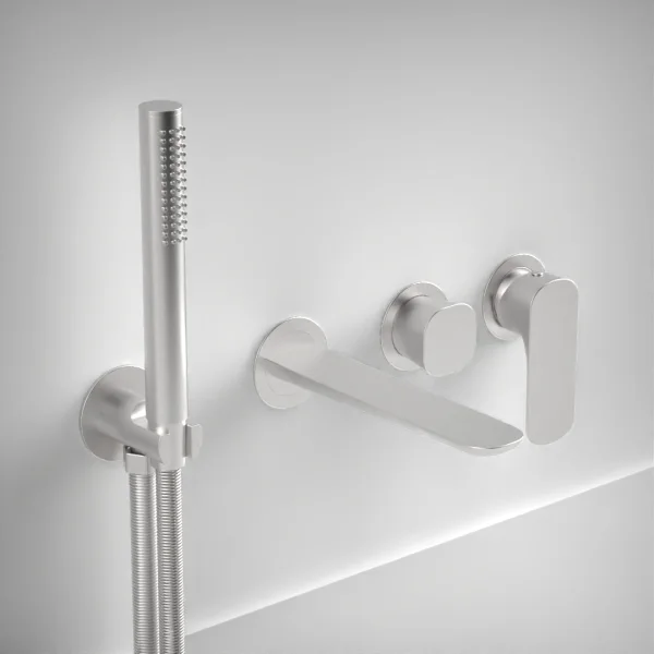 Ava Purity Thermostatic 4 Hole Wall Mounted Bath Shower Mixer 3.0 - Brushed Stainless Steel