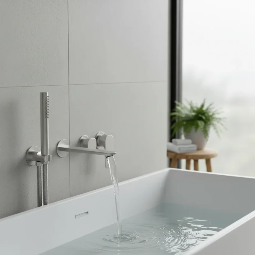 Ava Purity Thermostatic 4 Hole Wall Mounted Bath Shower Mixer 3.0 - Brushed Stainless Steel detail view - Image 4