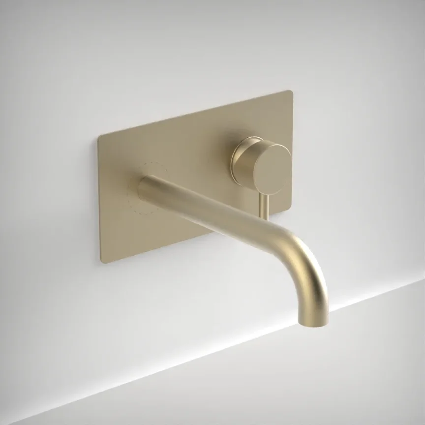 Ava Trend 2 Hole Wall Mounted Basin Mixer With Back Plate 3.0 - Brushed Brass product image - Image 1