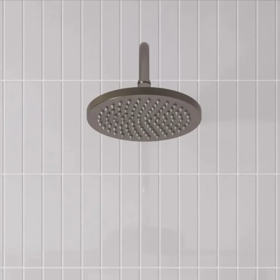 Burlington Guild Square Thermostatic Two Outlet Concealed Divertor Shower Valve Fixed Shower Arm & Head, Rail, Hose, Handset And Outlet Elbow Brushed Nickel detail view - Image 7