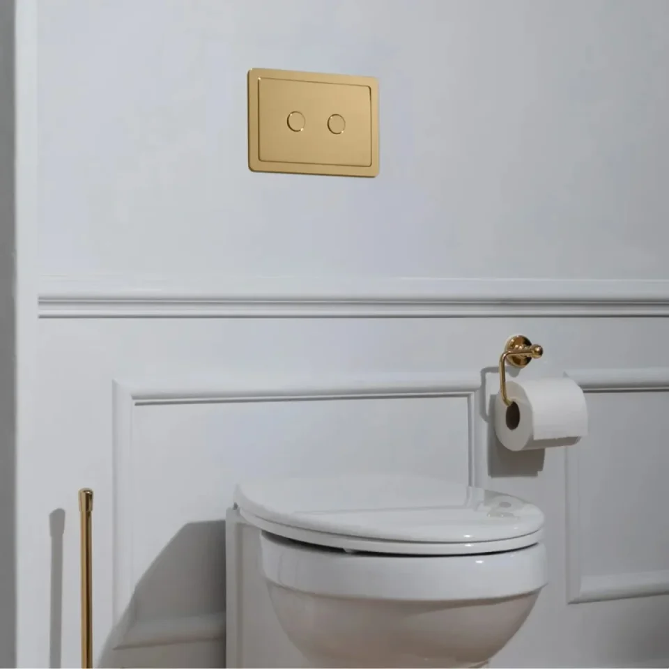 Just Taps Grosvenor Pneumatic Flush Plate Brushed Brass RT detail view - Image 4