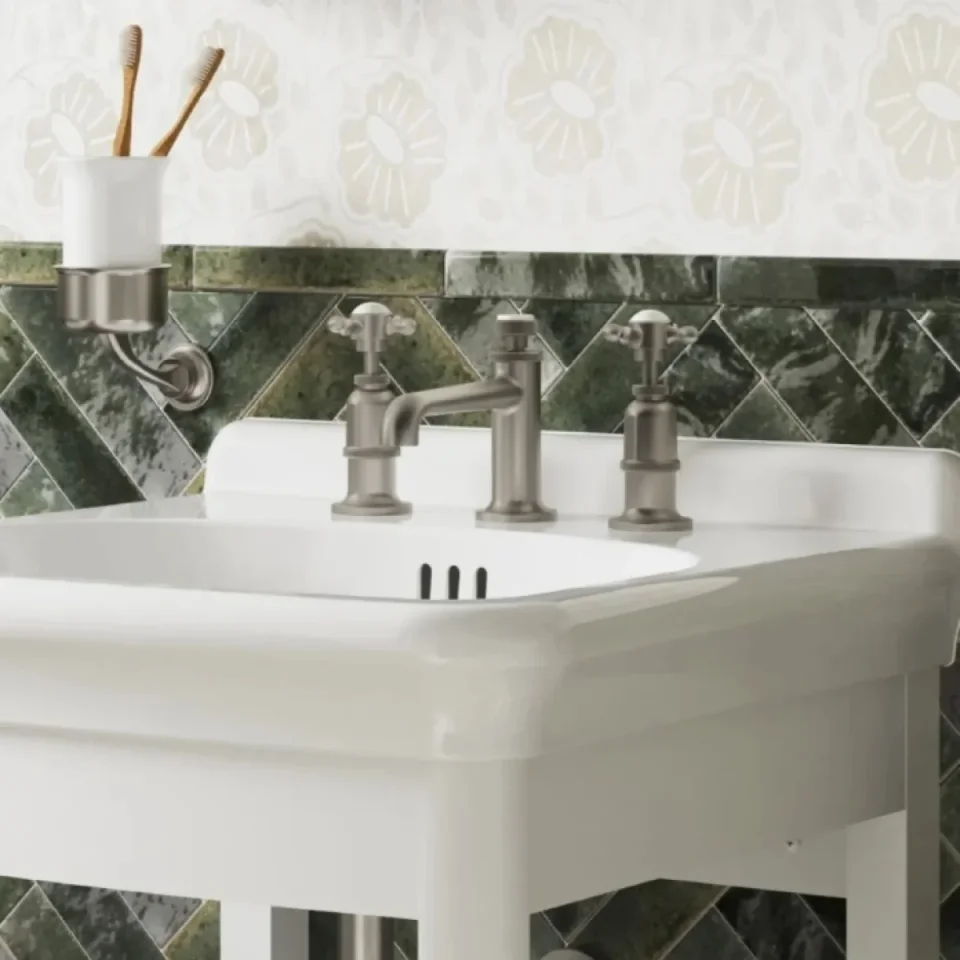 Burlington Guild Basin 3th Mixer Deck Mounted Brushed Nickel detail view - Image 6