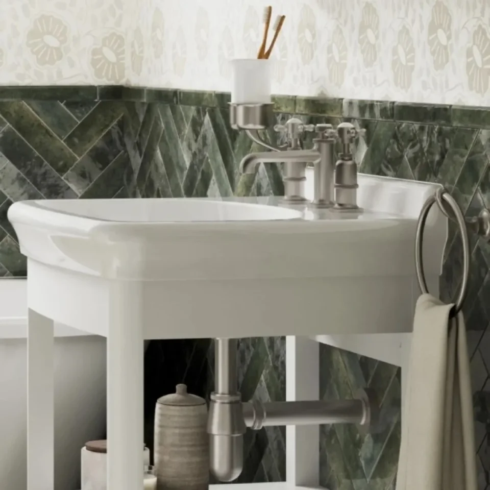 Burlington Guild Basin 3th Mixer Deck Mounted Brushed Nickel detail view - Image 7