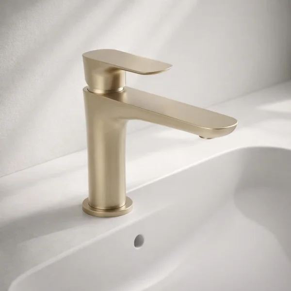 Ava Purity Deck Mounted Basin Mixer Monobloc - Brushed Brass