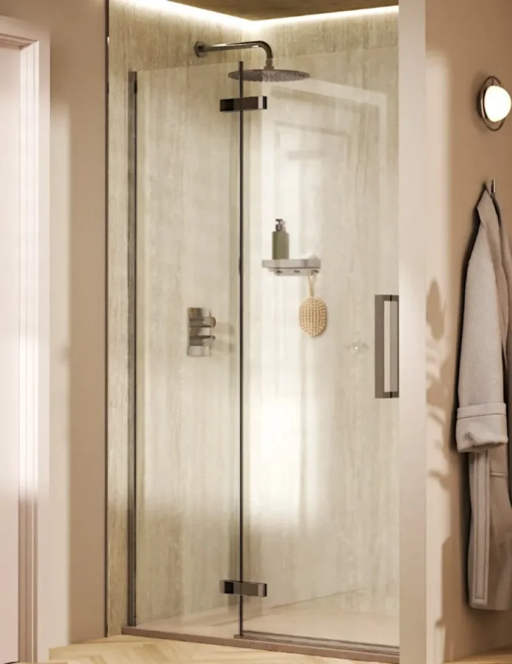 Crosswater Asura Hinged Door with Inline Fixed Panel 1200 Chrome - Image 1