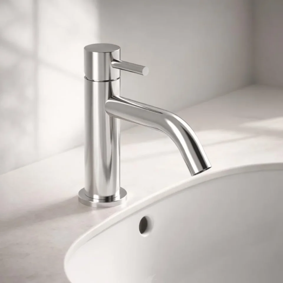 AVA Trend Monobloc Basin Mixer Tap Polished Stainless Steel detail view - Image 2