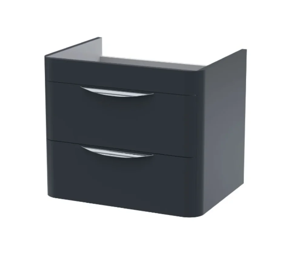 Nuie 600 Wall Hung 2-drawer Basin Unit Satin Soft Black - Image 1