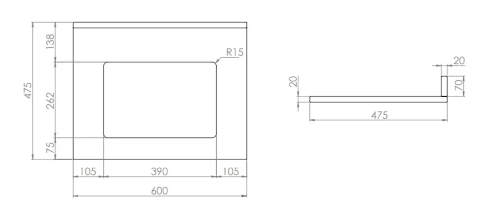 Roper Rhodes 600mm Hampton Undermount Worktop Inc Upstand - Carrara - Image 2