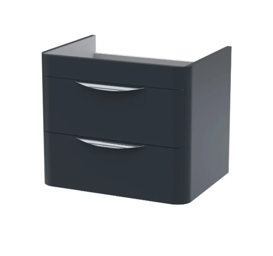 Nuie 600 Wall Hung 2-drawer Basin Unit Satin Soft Black product image - Image 3