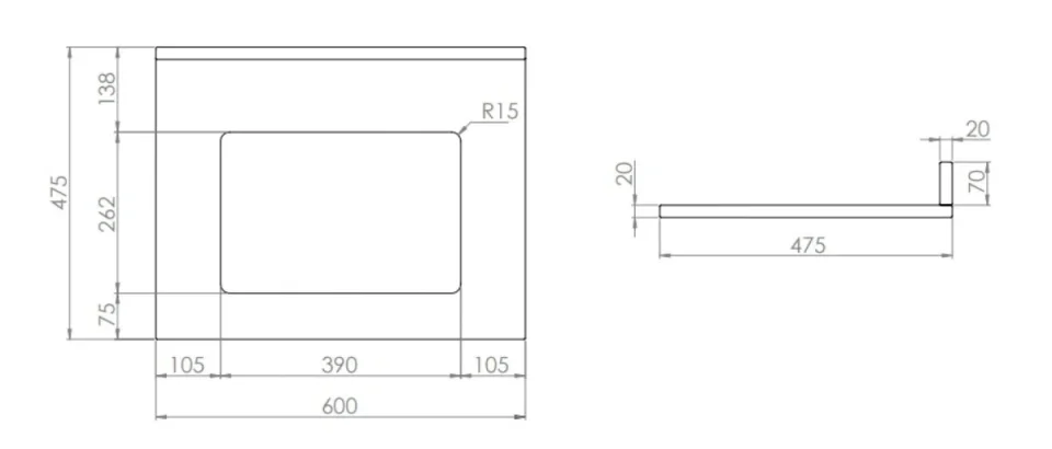Roper Rhodes 600mm Hampton Undermount Worktop Inc Upstand - Carrara detail view - Image 3
