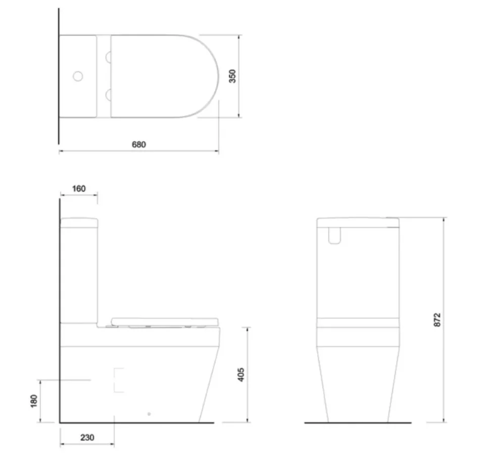Britton Stadium Close Coupled Wc And Seat Excluding Cistern Tank detail view - Image 3