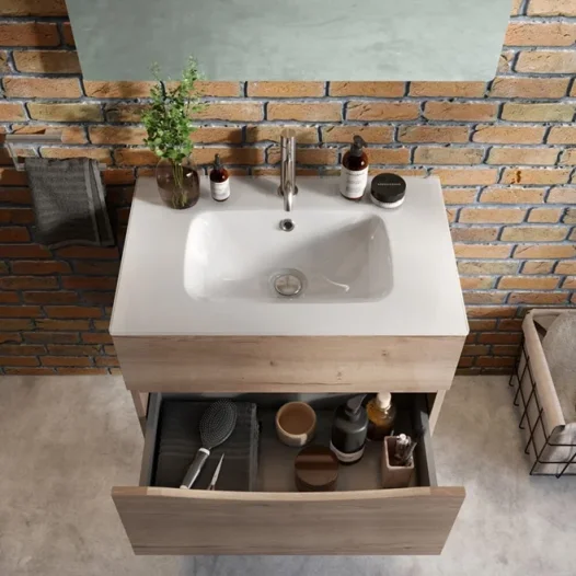 Crosswater Glide Ii 2 Drawer Basin Unit 600 Windsor Oak detail view - Image 1