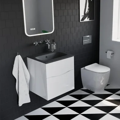 Crosswater Glide Ii 2 Drawer Basin Unit 500 White Gloss detail view - Image 1
