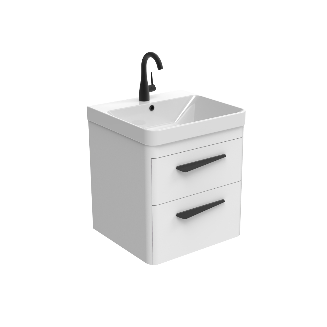 Saneux Hyde 50cm 2 Drawer Wall Mounted Unit - Matte White product image - Image 2