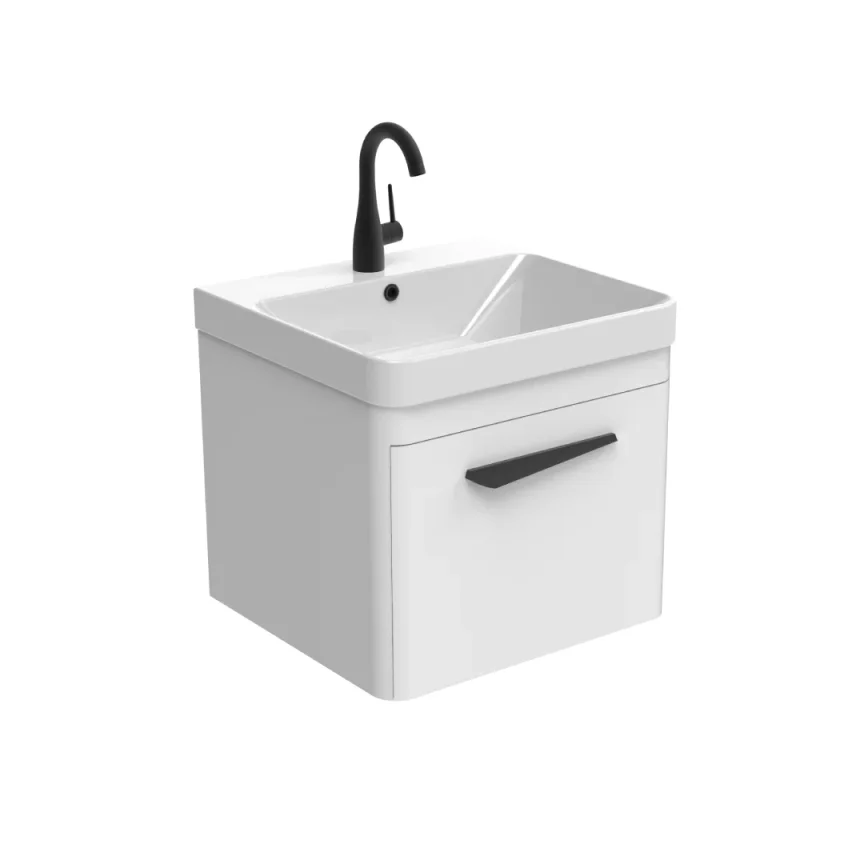 Saneux Hyde 50cm 1 Drawer Wall Mounted Unit - Matte White product image - Image 2