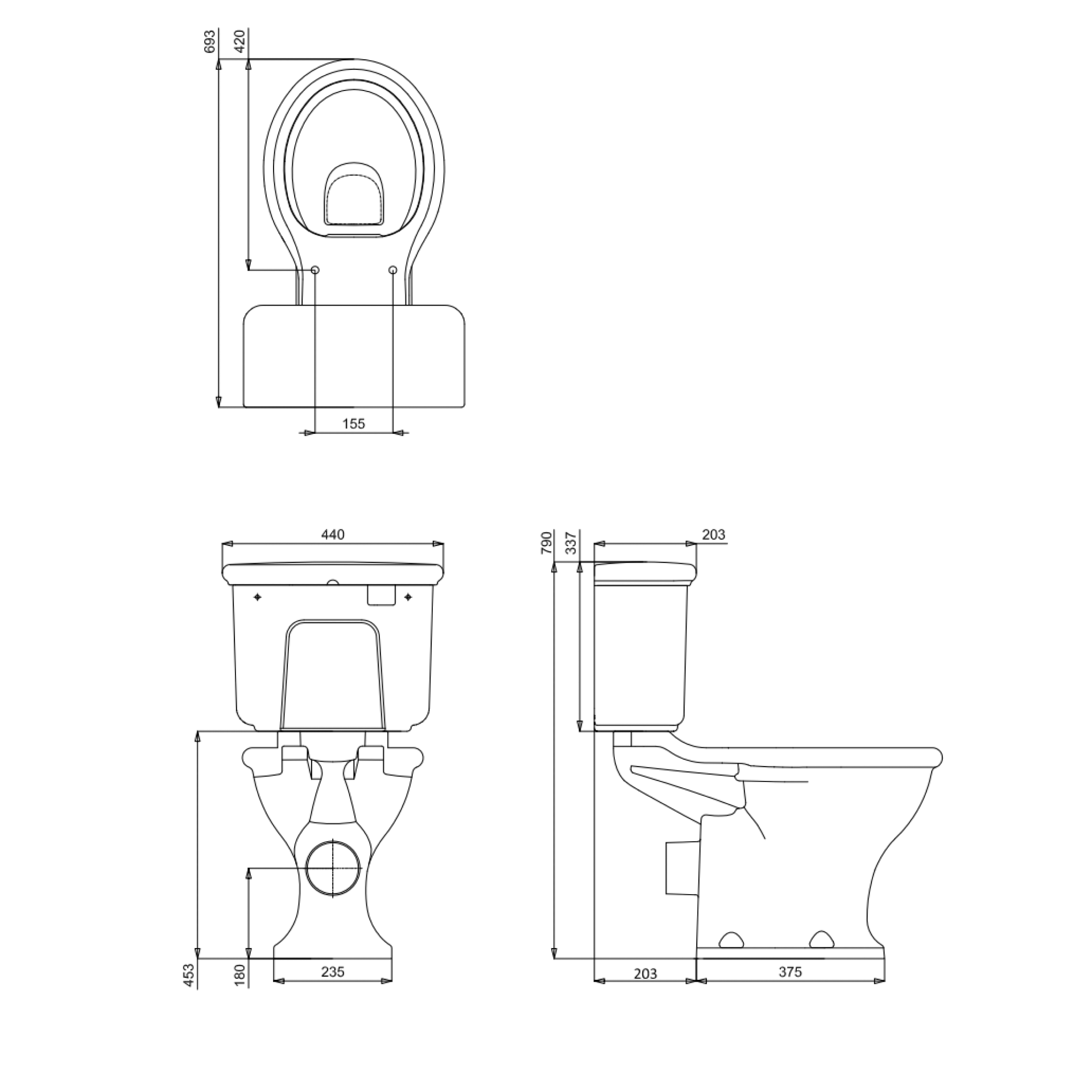 Burlington Guild Close Coupled Pan White - Seat & Cistern Options - Image 2