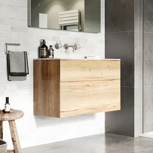 Crosswater Glide Ii 2 Drawer Basin Unit 1000 Windsor Oak detail view - Image 1