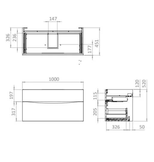Crosswater Glide Ii 2 Drawer Basin Unit 1000 Windsor Oak detail view - Image 5