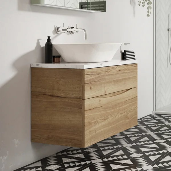 Crosswater Glide II 2 Drawer Basin Unit 700 Windsor Oak  - Basin Options