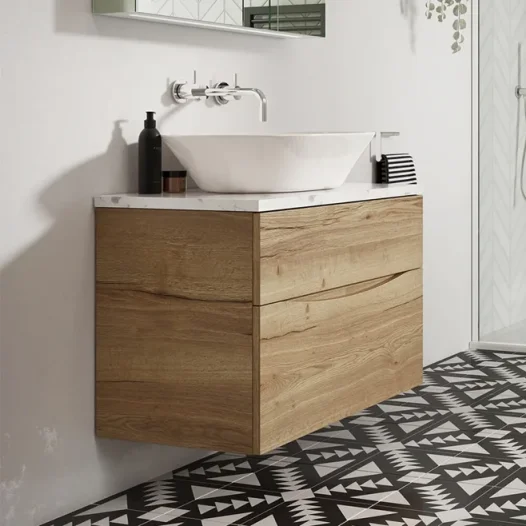 Crosswater Glide Ii 2 Drawer Basin Unit 700 Windsor Oak detail view - Image 1