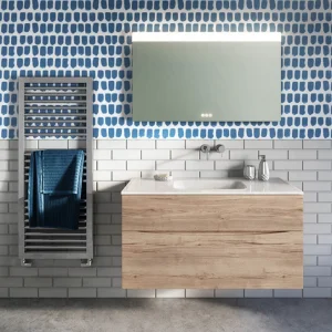 Crosswater Glide II 700mm 2 Drawer Wall Mounted Vanity Unit with Basin - Windsor Oak 