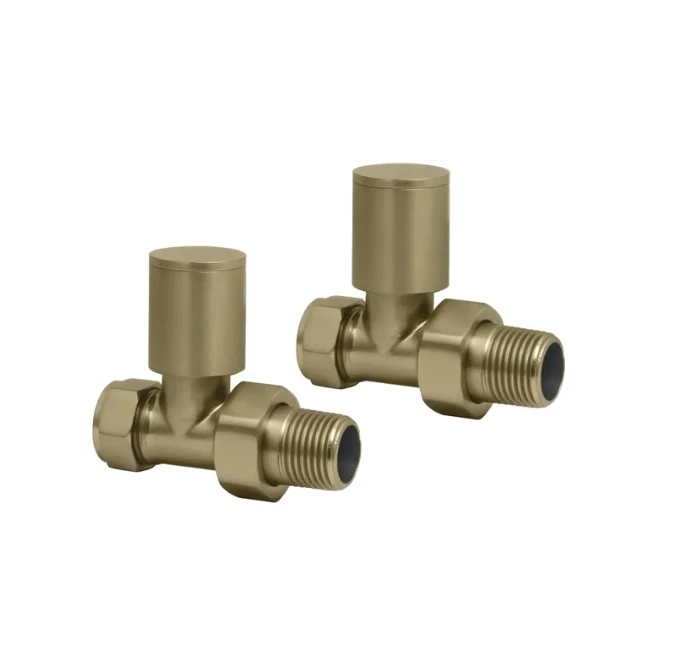 Ava Straight Radator Valve - Brushed Brass