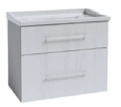 Double Drawer Unit with Classique Ceramic Basin - Shaker 1th in Stone Grey