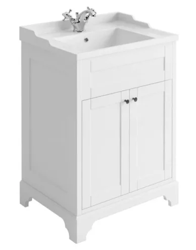 Cubico Ascot Matt White 600mm Vanity Unit & Basin Inc. Bottle Trap product image - Image 1