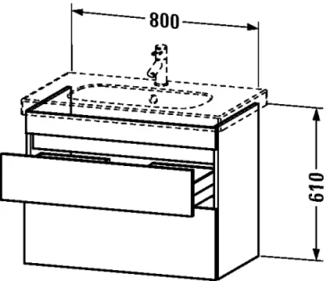 Duravit Ds Vanity Unit 800, 2drw F 034285, Basalt Matt detail view - Image 2