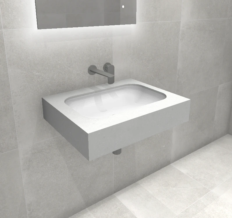 Faeber Infinite S1 Pearl 600mm Single Central Wall Hung Basin Arctic Granite Matt