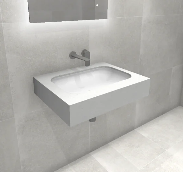 Faeber Infinite S1 Pearl 600mm Single Central Wall Hung Basin Arctic Granite Matt