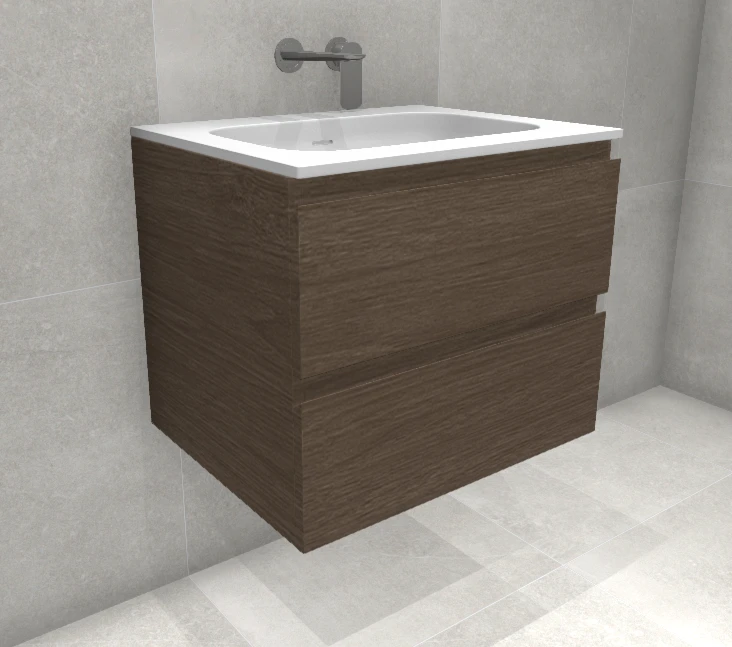 Faeber Mode 60 Basin Unit 2 Drawer Unit  Sandy Walnut