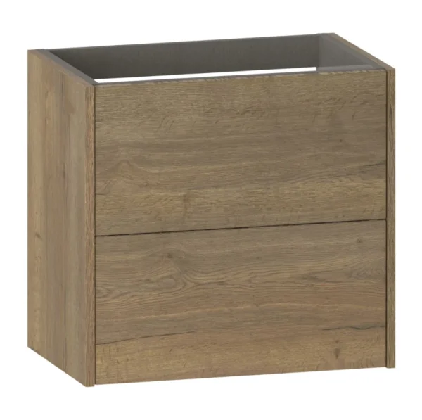 Calypso Brecon Wall Hung Vanity Unit 600 Two Drawer Slim - Sienna Oak