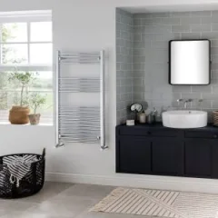 Vogue Axis Towel Radiator Heating Only - Chrome 800X500 detail view - Image 2