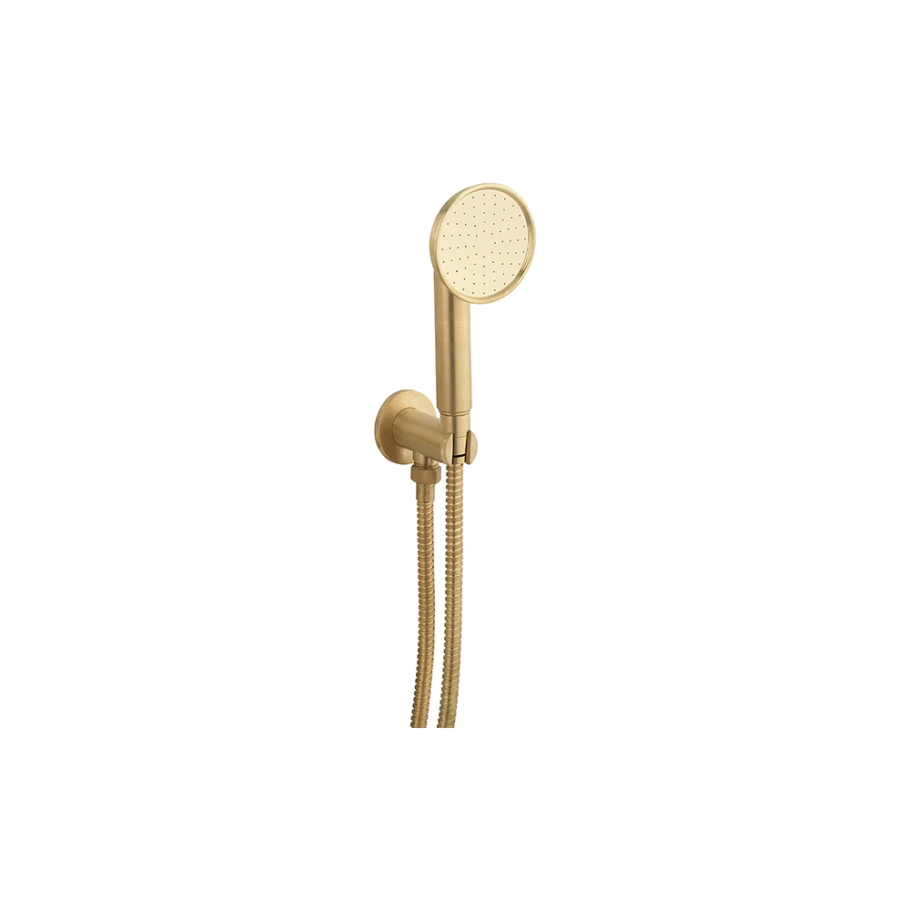 Crosswater MPRO Industrial Wall Outlet & Handset Brushed Brass Unlaquered