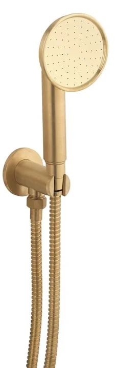 Crosswater MPRO Industrial Wall Outlet & Handset Brushed Brass Unlaquered detail view - Image 2