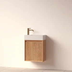 Faeber Mitre Cloakroom Fluted 450mm Vanity Unit Oak - Left