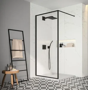 Merlyn Arysto Sleek Black Sleek Frmd Showerwall 800 Black 800mm
