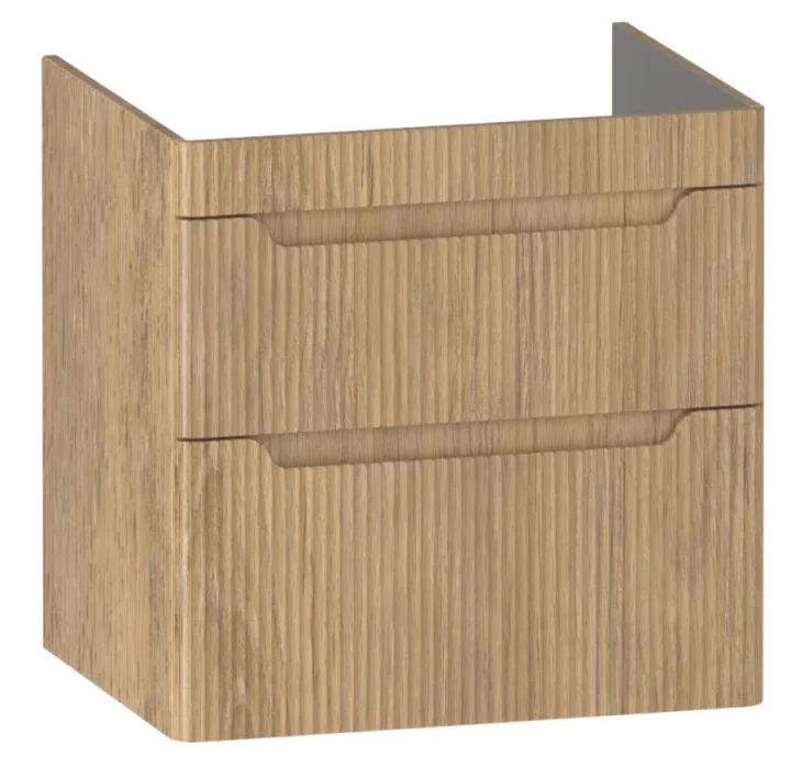 Calypso Firova Wall Hung Vanity Unit 575 Two Drawer Fluted Toronta Oak  product image - Image 1