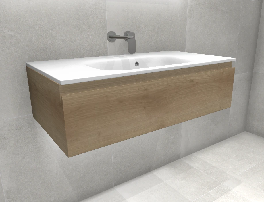 Faeber Mode 90 Basin Unit Slim Drawer Unit Light Slap Oak