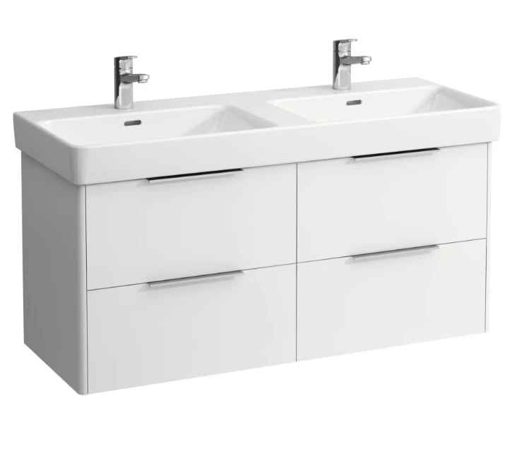 Laufen Base 1160x530hx440mm W/ 4 Drawers- White Matt 1200mm Double Basin Vanity Unit White Matt