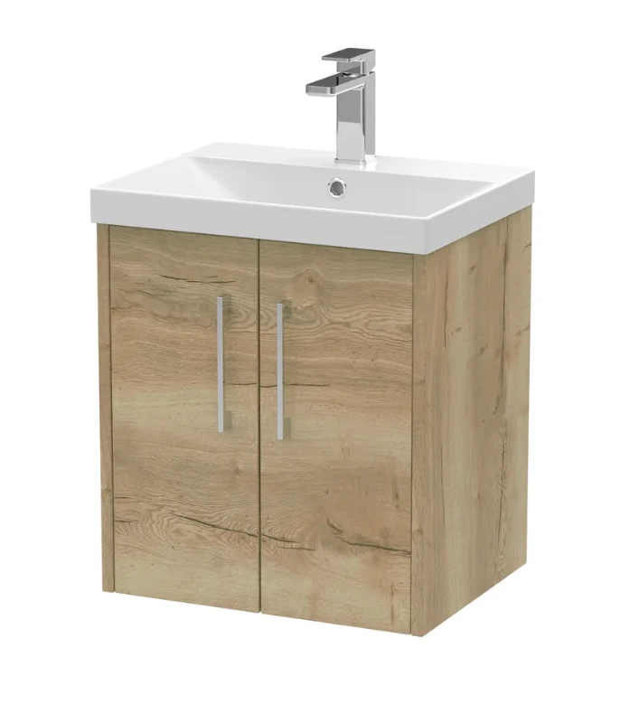 Hudson Reed 500 Wh 2-door Vanity & Basin 3 Bleached Oak