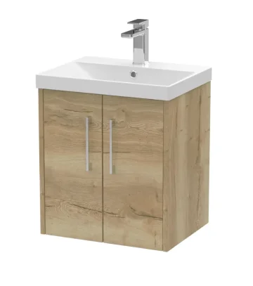 Hudson Reed 500 Wh 2-door Vanity & Basin 3 Bleached Oak product image - Image 1