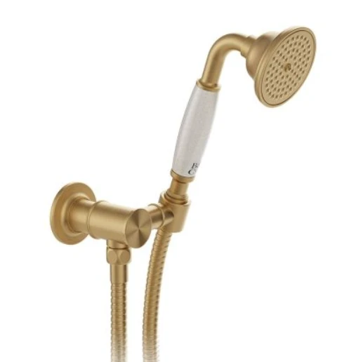 Booth & Co. Single Function Mini Kit With Outlet And Bracket Brushed Brass & Crackled White