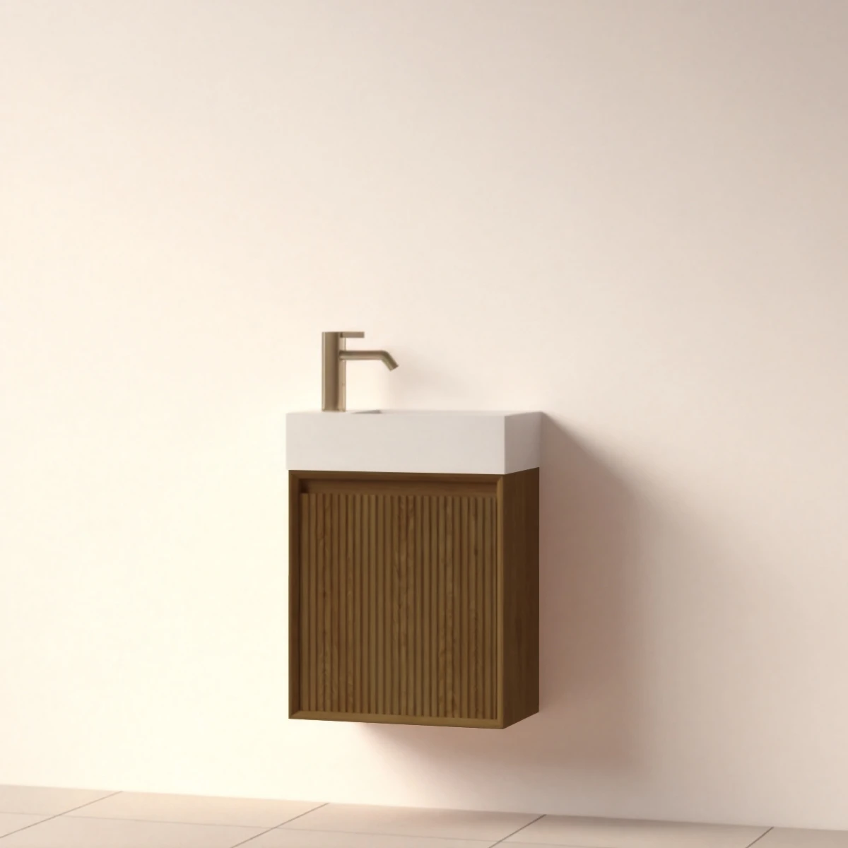 Faeber Mitre Cloakroom Fluted 450mm Vanity Unit Walnut - Left