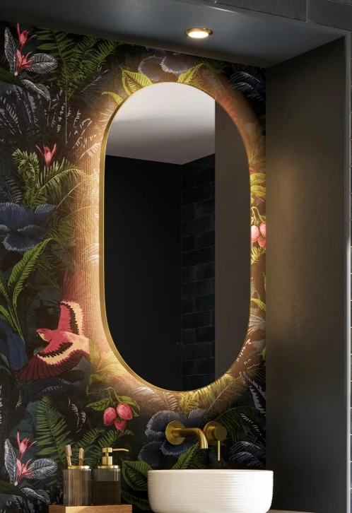 HIB Arcane Illuminated Frame Bathroom Mirror 40x80cm - Brushed Brass