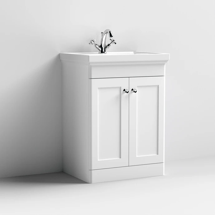 Nuie 600 F/s 2-door Unit & Basin 1th Satin White
